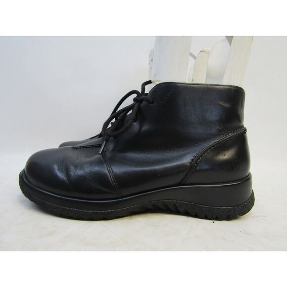 Drew Womens Size 6.5 WW Wide Width Black Leather Lace Up Ankle Boot Booties - Picture 1 of 11